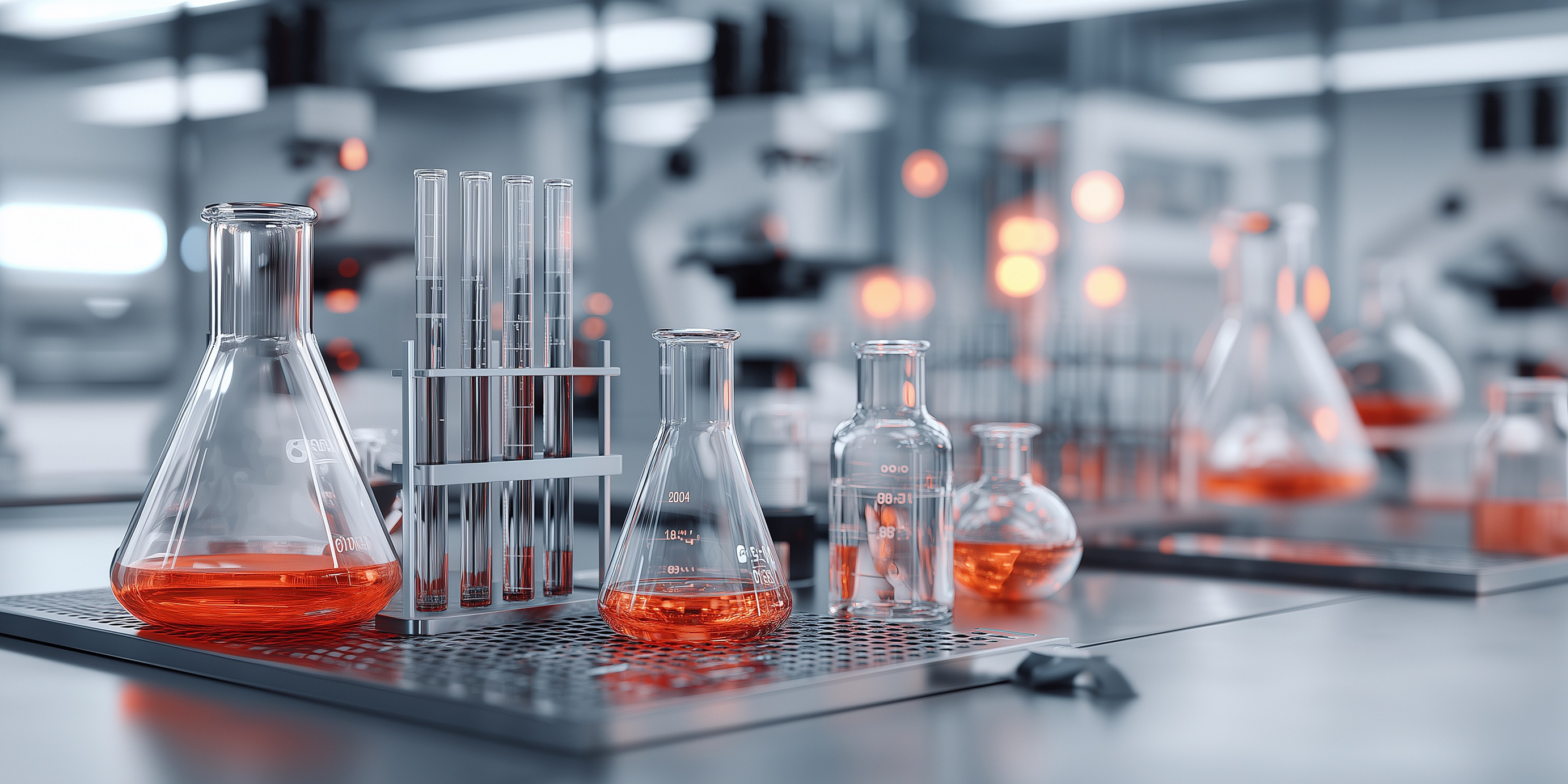 Material de laboratorio con muestras en un laboratorio de biotecnología